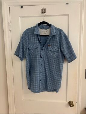 Orvis Classic Collection Blue Plaid Short Sleeve Shirt - L 🎣
